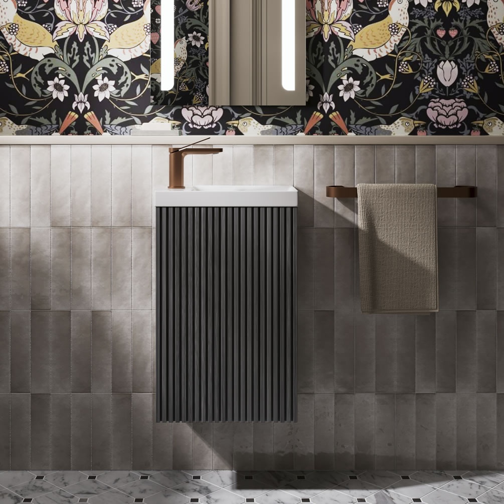 Crosswater Limit Steelwood 400mm Wall Hung Vanity Unit & Basin - Lifestyle Image 1